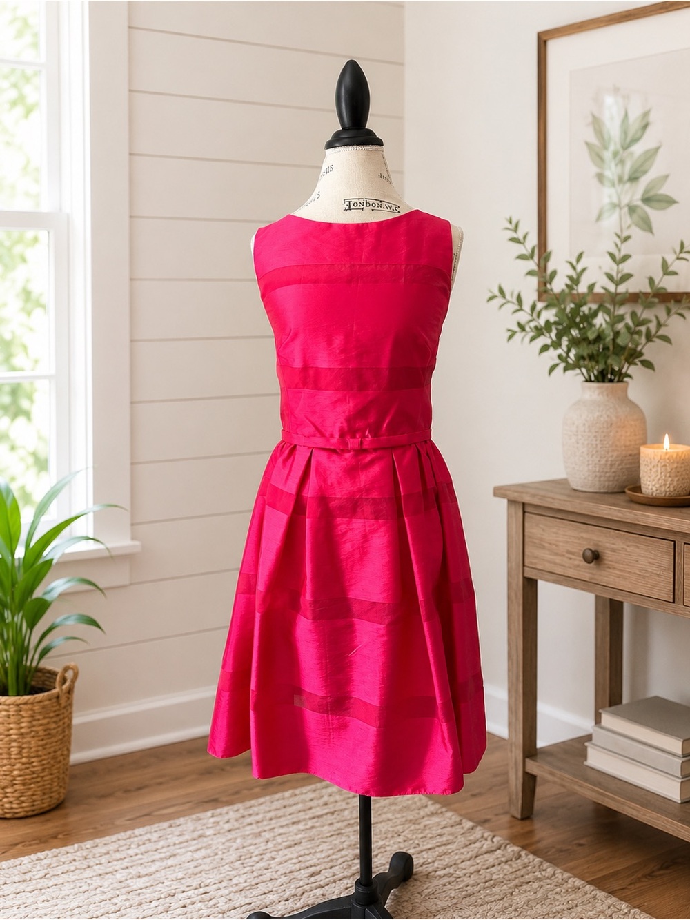 Taylor Fuchsia Pink Fit & Flare Cocktail Dress Size 10 Sleeveless Party
